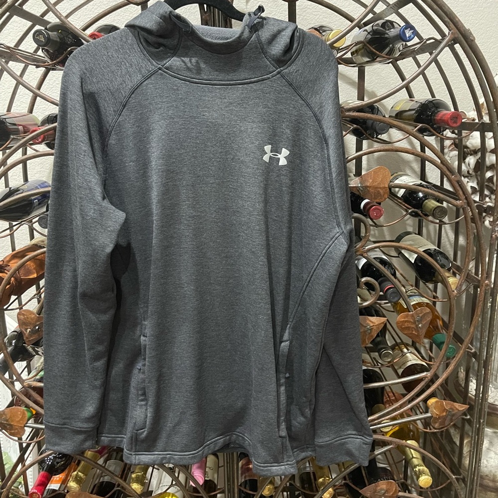 Men’s Gray Cold Gear Under Armour Fitted Hoodie Pullover